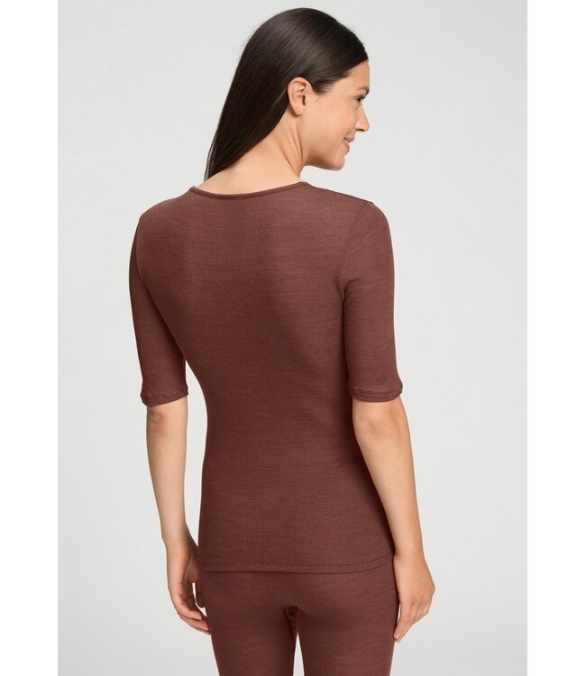 Hanro Woolen Lace Short Sleeve Shirt Cinnamon (070767)