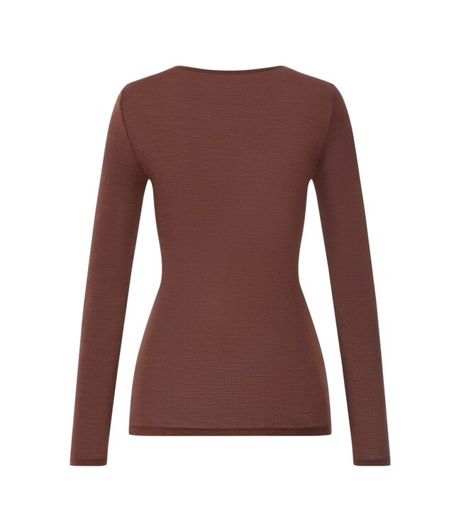 Hanro Woolen Lace Long Sleeve Shirt Cinnamon (070768)