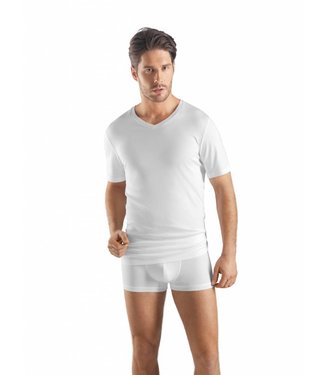 Hanro Sea Island Cotton V-Neck Shirt White