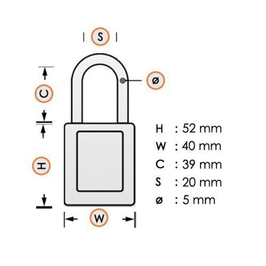 Aluminium Sicherheitsvorhängeschloss mit oranger Abdeckung 77572