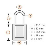 Sicherheitsvorhängeschloss aus eloxiertes Aluminium braun 72IB/30 BRAUN