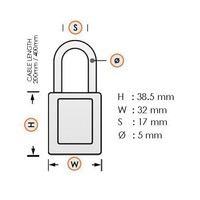 Sicherheitsvorhängeschloss aus eloxiertes Aluminium schwarz mit Kabelbügel 72/30CAB SCHWARZ