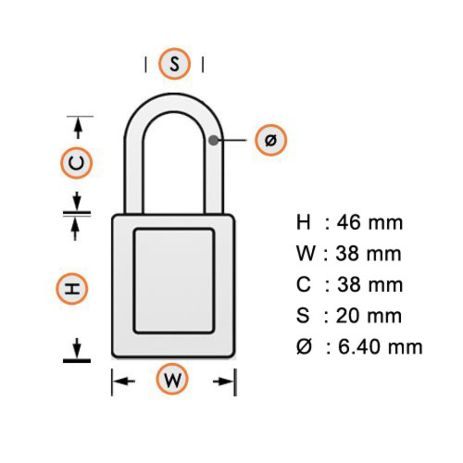 SafeKey nylon Sicherheitsvorhängeschloss weiß 150365 / 150308