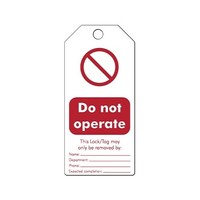 Wiederbeschreibbare PVC Sicherheitsanhänger Englisch "Do not operate"