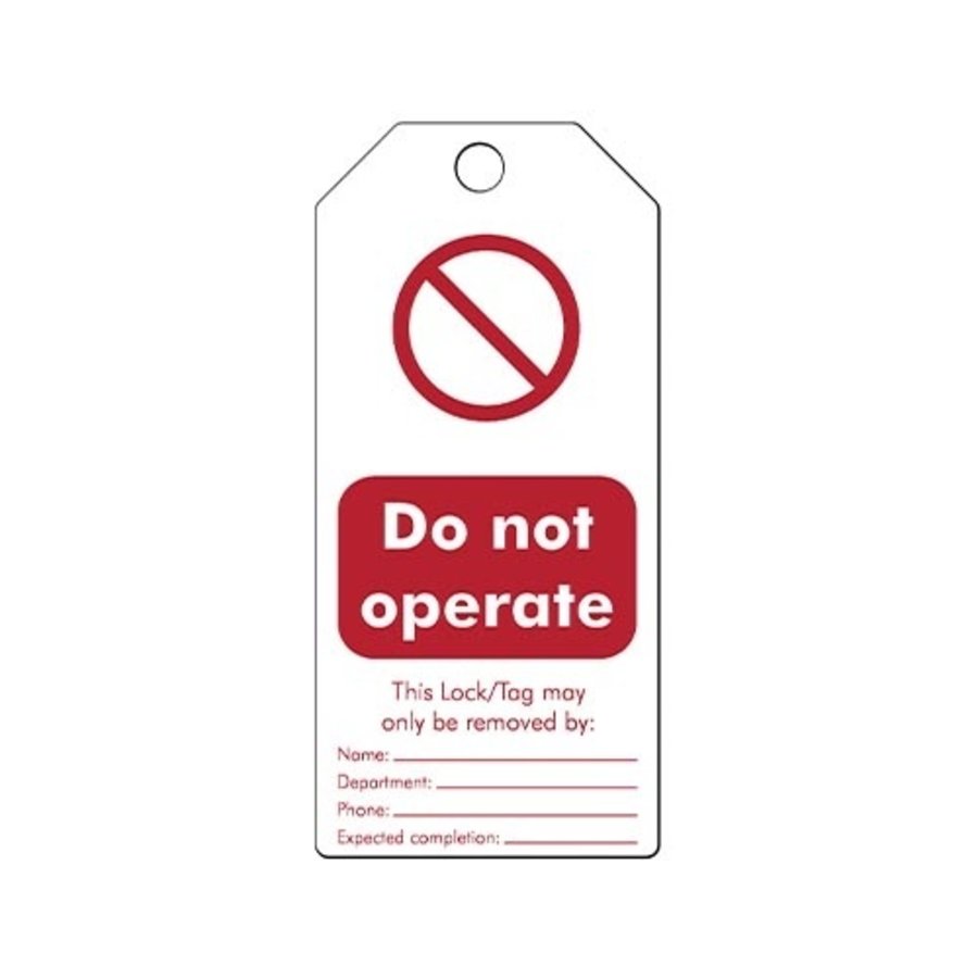 Wiederbeschreibbare PVC Sicherheitsanhänger Englisch "Do not operate"