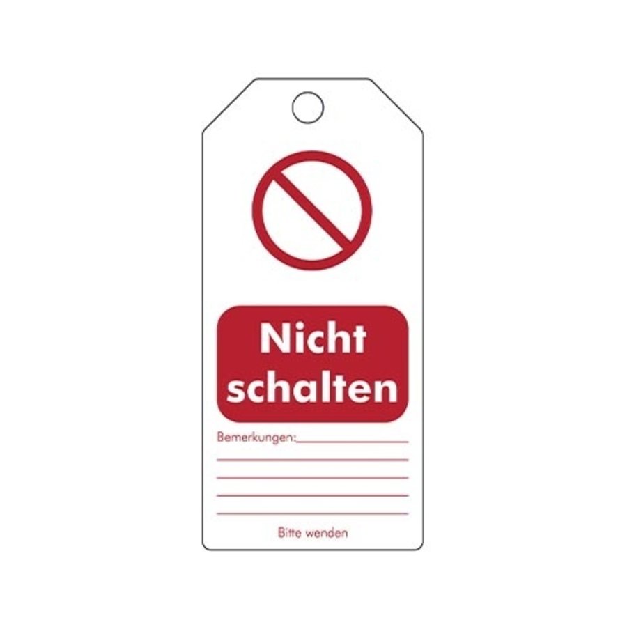 Wiederbeschreibbare PVC Sicherheitsanhänger Deutsch "Nicht schalten"