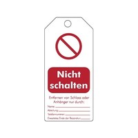 Wiederbeschreibbare PVC Sicherheitsanhänger Deutsch "Nicht schalten"