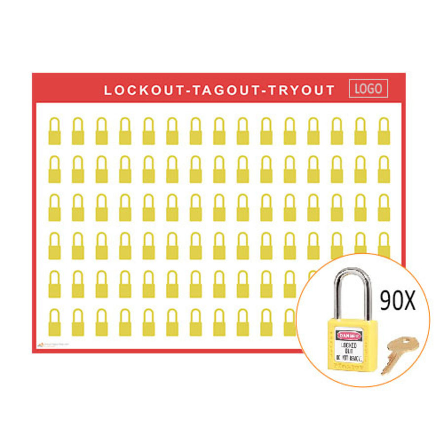 Lockout/Tagout-Shadowboard inkl. Master Lock 410 Vorhängeschlösser