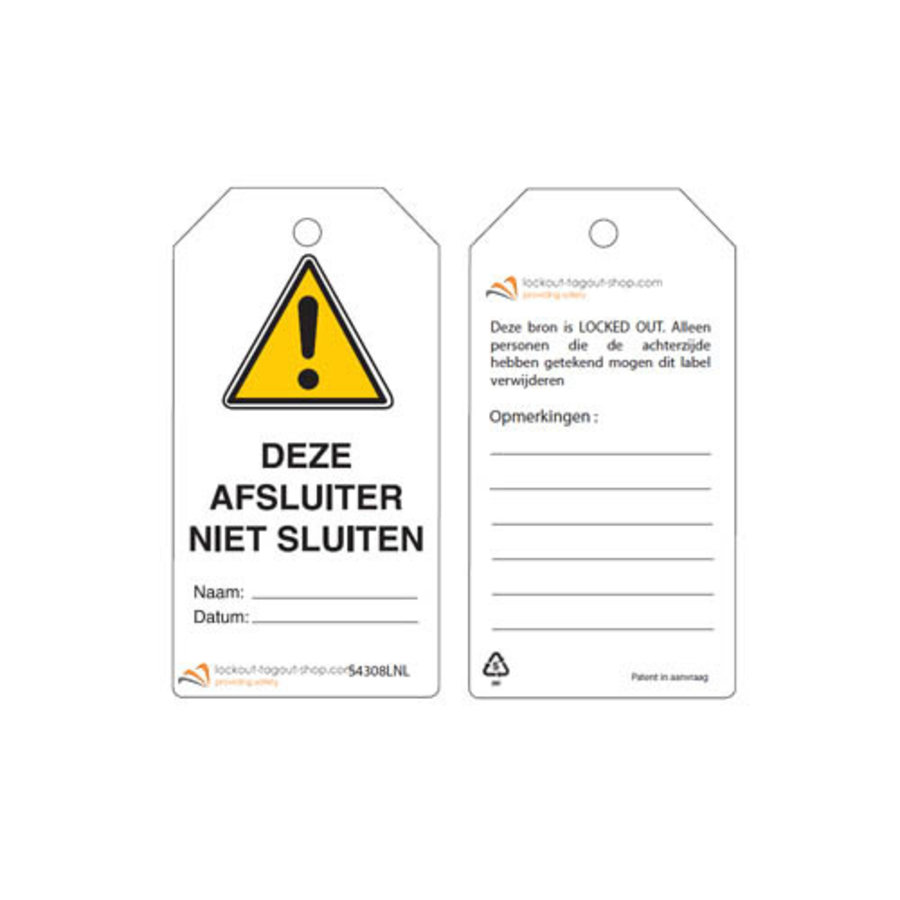 Wiederbeschreibbare Sicherheitsanhänger Niederländisch Guardian Extreme (5 Stück)