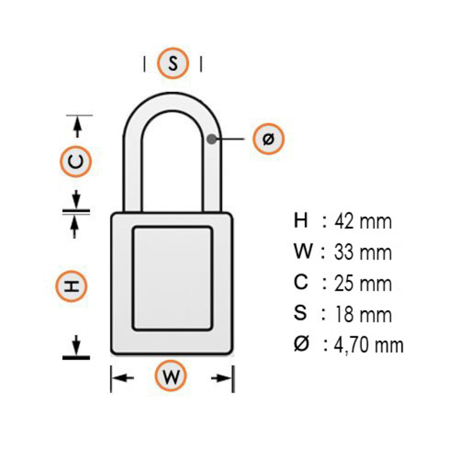 SafeKey Kompakt Nylon Sicherheitsvorhängeschloss mit Aluminiumbügel gelb 152156