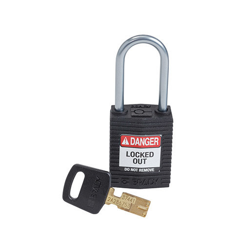 SafeKey Kompakt Nylon Sicherheitsvorhängeschloss mit Aluminiumbügel schwarz 151659 