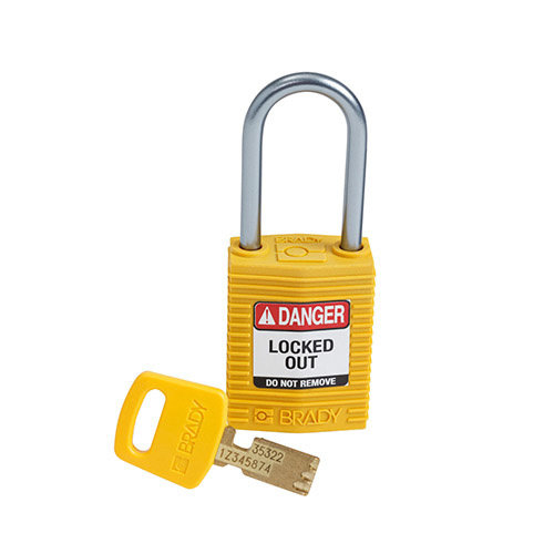SafeKey Kompakt Nylon Sicherheitsvorhängeschloss mit Aluminiumbügel gelb 151656 