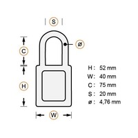 Aluminium Sicherheits-vorhängeschloss mit brauner Abdeckung 84860