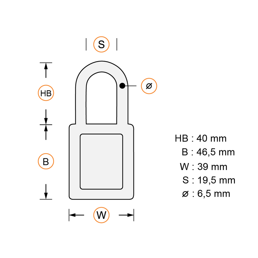 Titalium Aluminium Sicherheitsvorhängeschloss orange, 72/40HB40 mit gehärtetem Stahlbügel