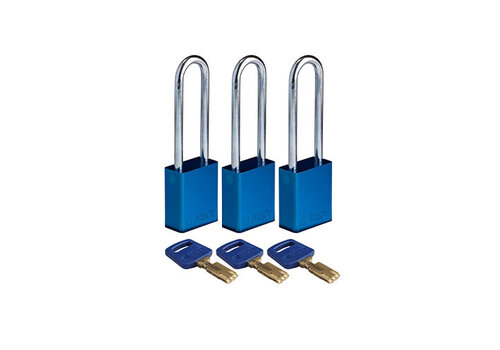 SafeKey Aluminium Sicherheitsvorhängeschloss blau 3-pack 150277 