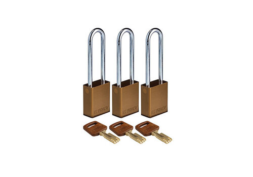 SafeKey Aluminium Sicherheitsvorhängeschloss Braun 3-pack 150299 
