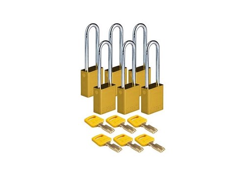 SafeKey Aluminium Sicherheitsvorhängeschloss Gelb 6-pack 150345 
