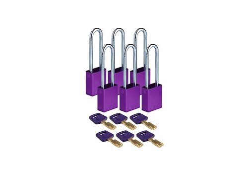 SafeKey Aluminium Sicherheitsvorhängeschloss lila 6-pack 150358 