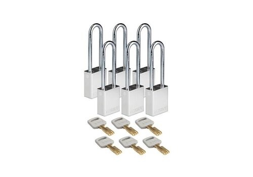 SafeKey Aluminium Sicherheitsvorhängeschloss Silber 6-pack 150297 