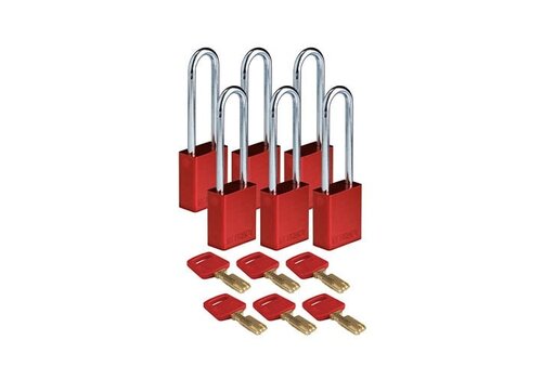 SafeKey Aluminium Sicherheitsvorhängeschloss Rot 6-pack 150303 