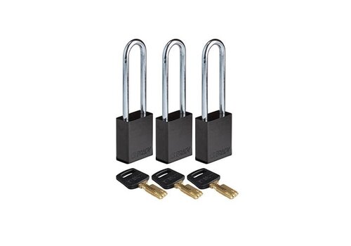 SafeKey Aluminium Sicherheitsvorhängeschloss Schwarz 3-pack 150217 