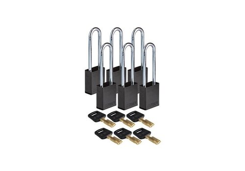 SafeKey Aluminium Sicherheitsvorhängeschloss Schwarz 6-pack 150216 
