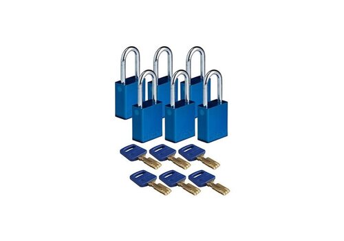 SafeKey Aluminium Sicherheitsvorhängeschloss Blau  6-pack 150302 