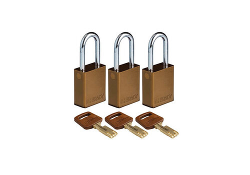 SafeKey Aluminium Sicherheitsvorhängeschloss Braun 3-pack 150260 