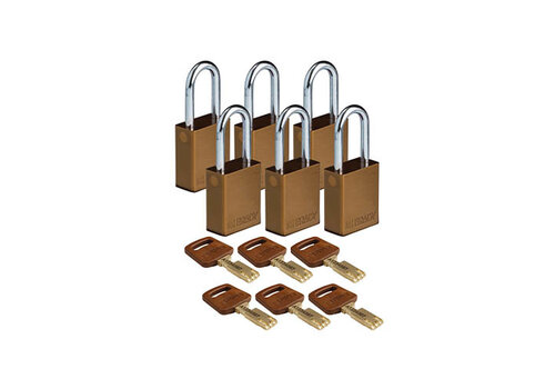 SafeKey Aluminium Sicherheitsvorhängeschloss Braun 6-pack 150301 