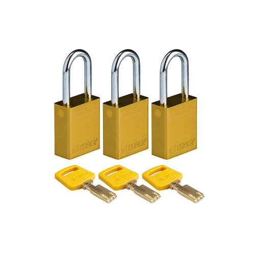 SafeKey Aluminium Sicherheitsvorhängeschloss Gelb 3-pack 150282 
