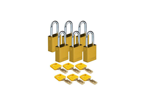 SafeKey Aluminium Sicherheitsvorhängeschloss Gelb 6-pack 150219 
