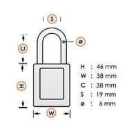 Sicherheitsvorhängeschloss aus eloxiertes Aluminium orange S1106ORJ