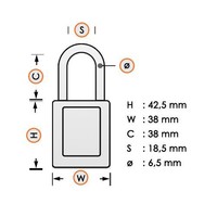 Nylon Sicherheitsvorhängeschloss weiß 813641