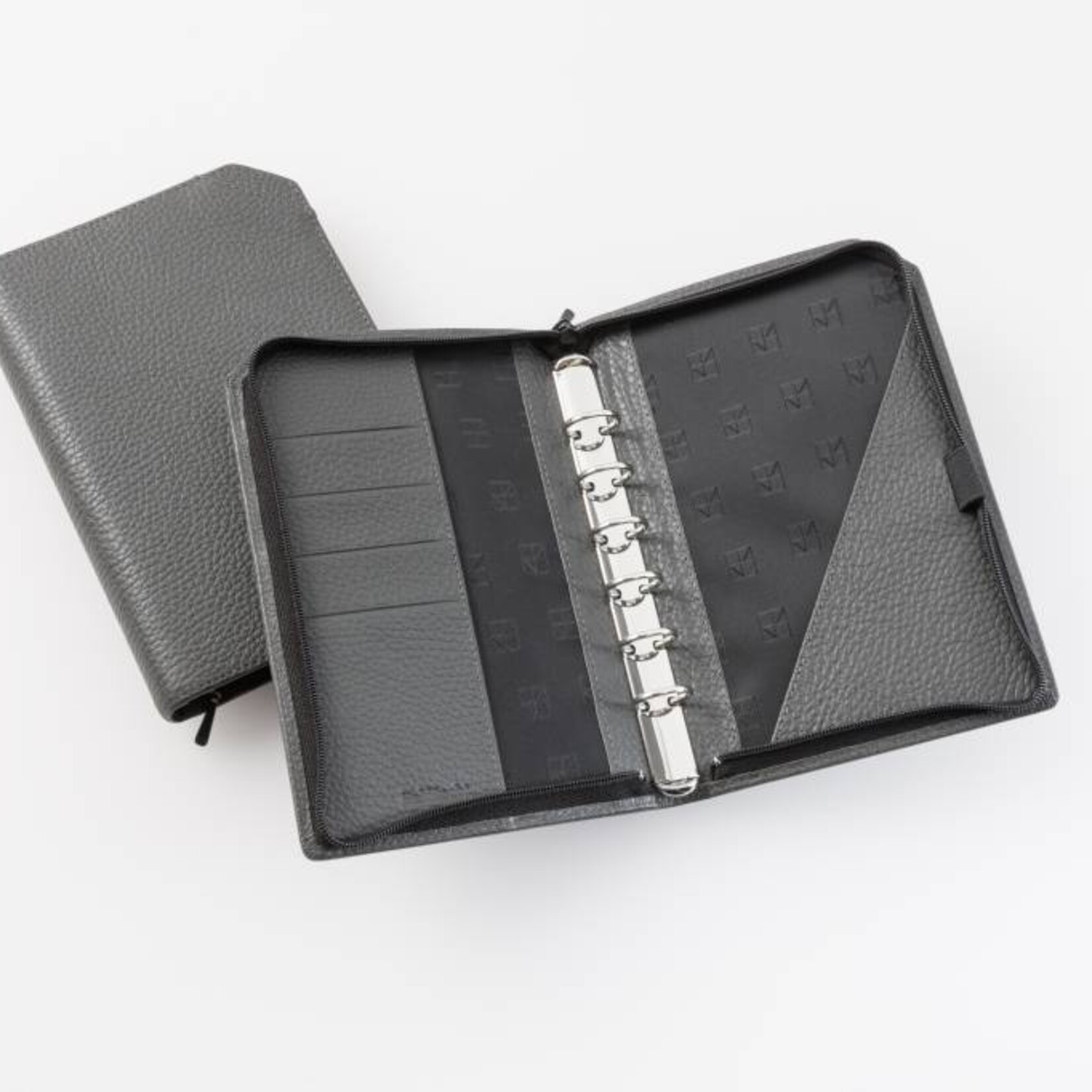 Lederringbuch "Classic S" granitgrau