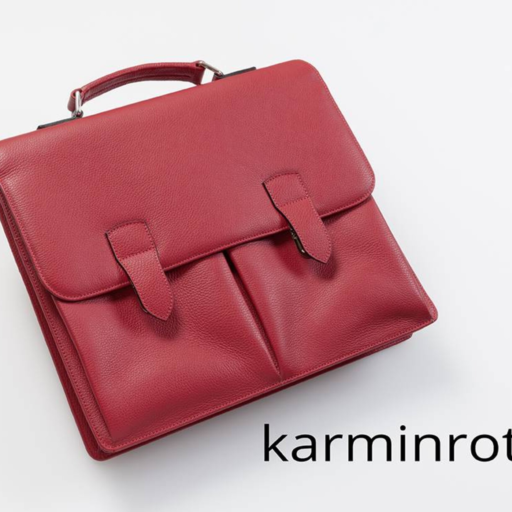 Hochwertige Leder-Businesstasche - Karminrot