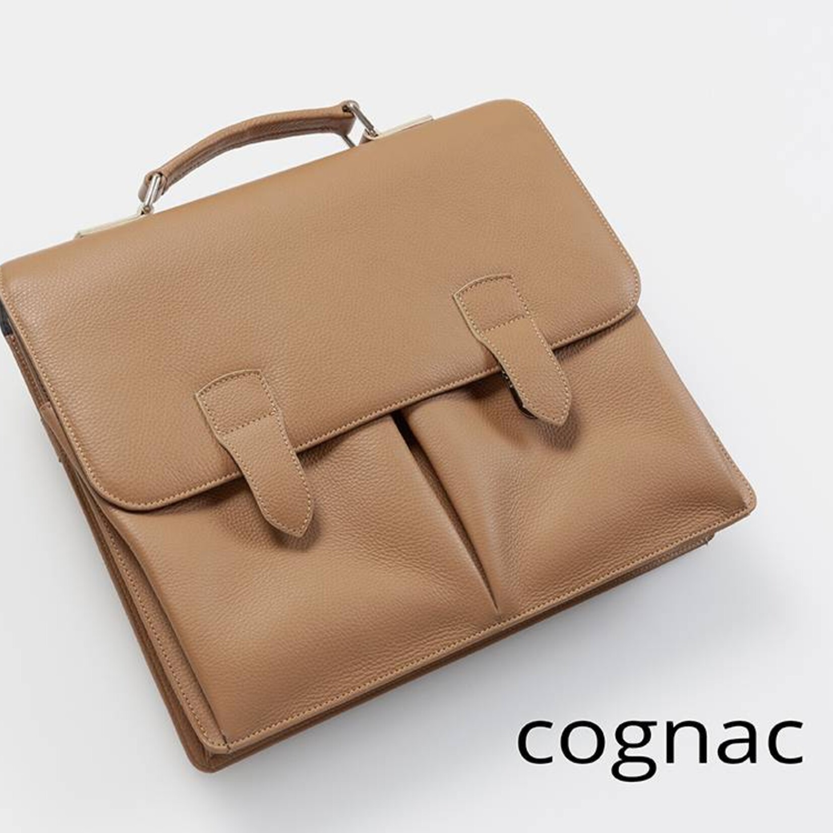 Hochwertige Leder-Businesstasche - Cognac