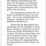 Kalender für jährlich wiederkehrende Ereignisse