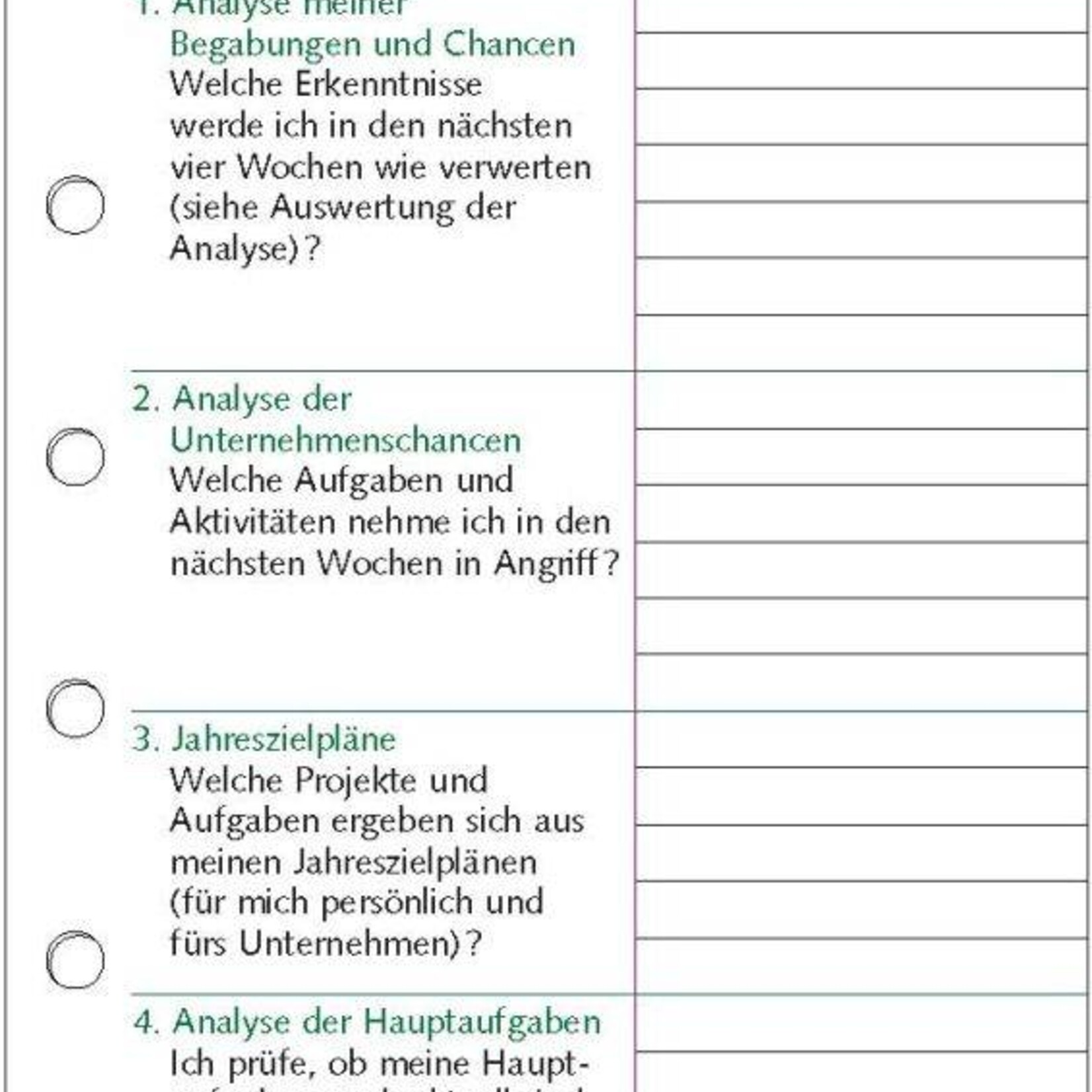 Zielplan für den Monat