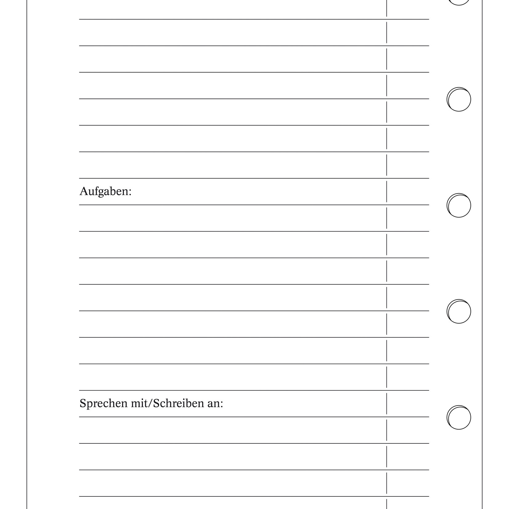 Tagespläne mit zusätzlicher senkrechter Zeitleiste