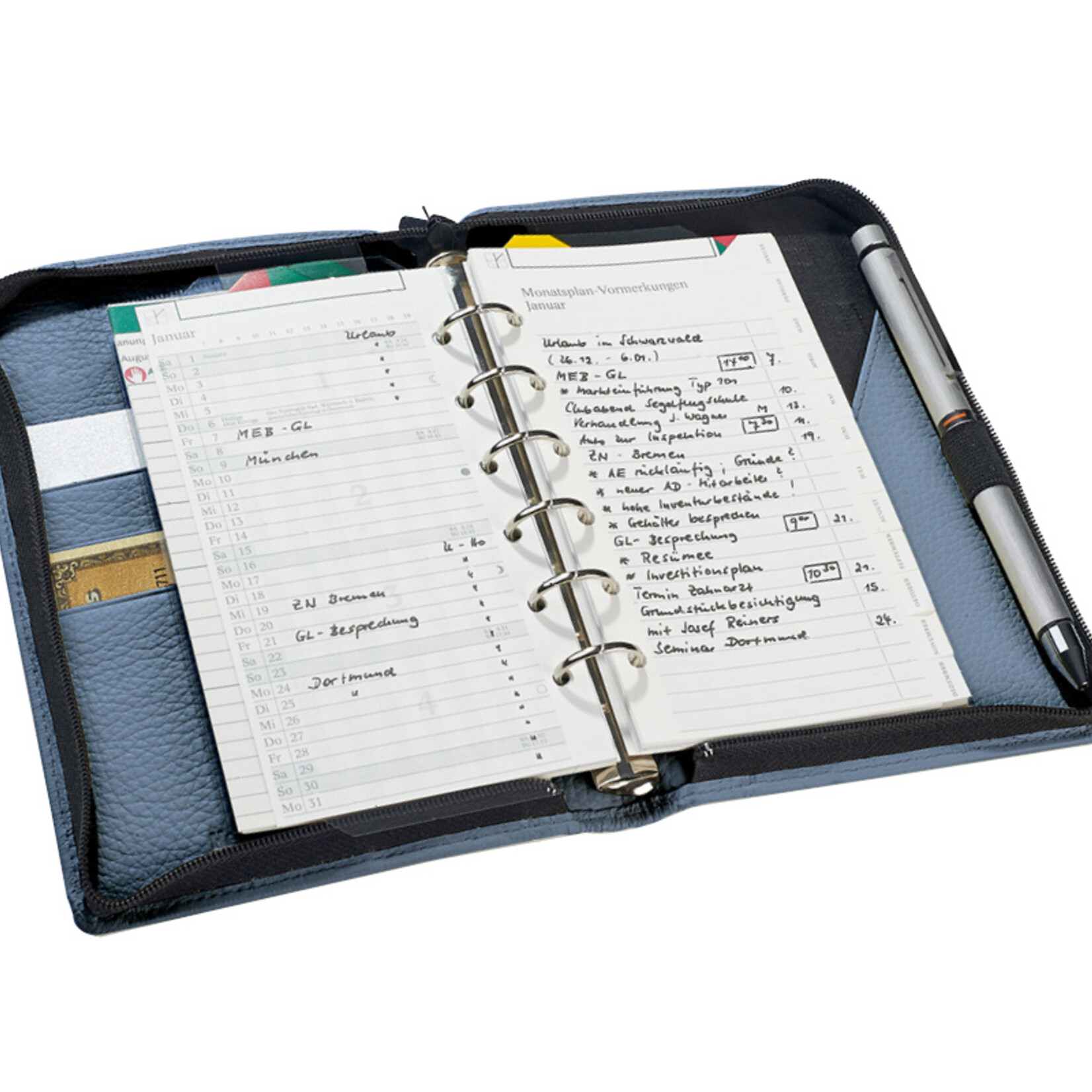 Lederringbuch "Classic S" lichtblau