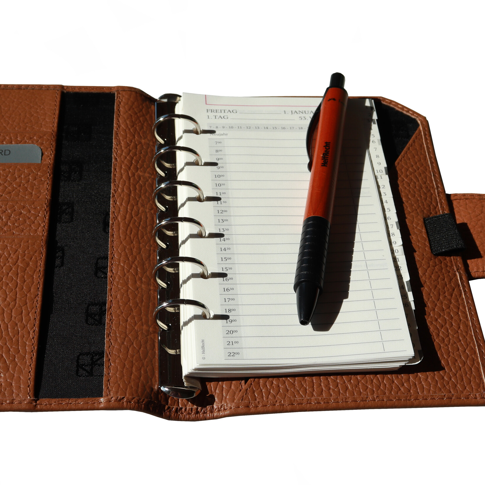 Lederringbuch "Classic L" -Cognac