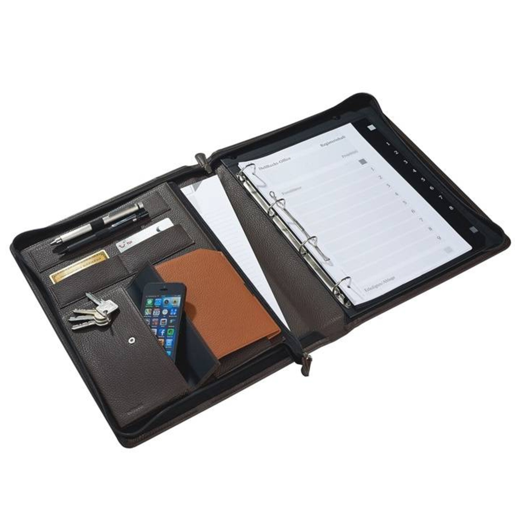 Ledermappe "Office Classic" - Karminrot  mit Tragegriff