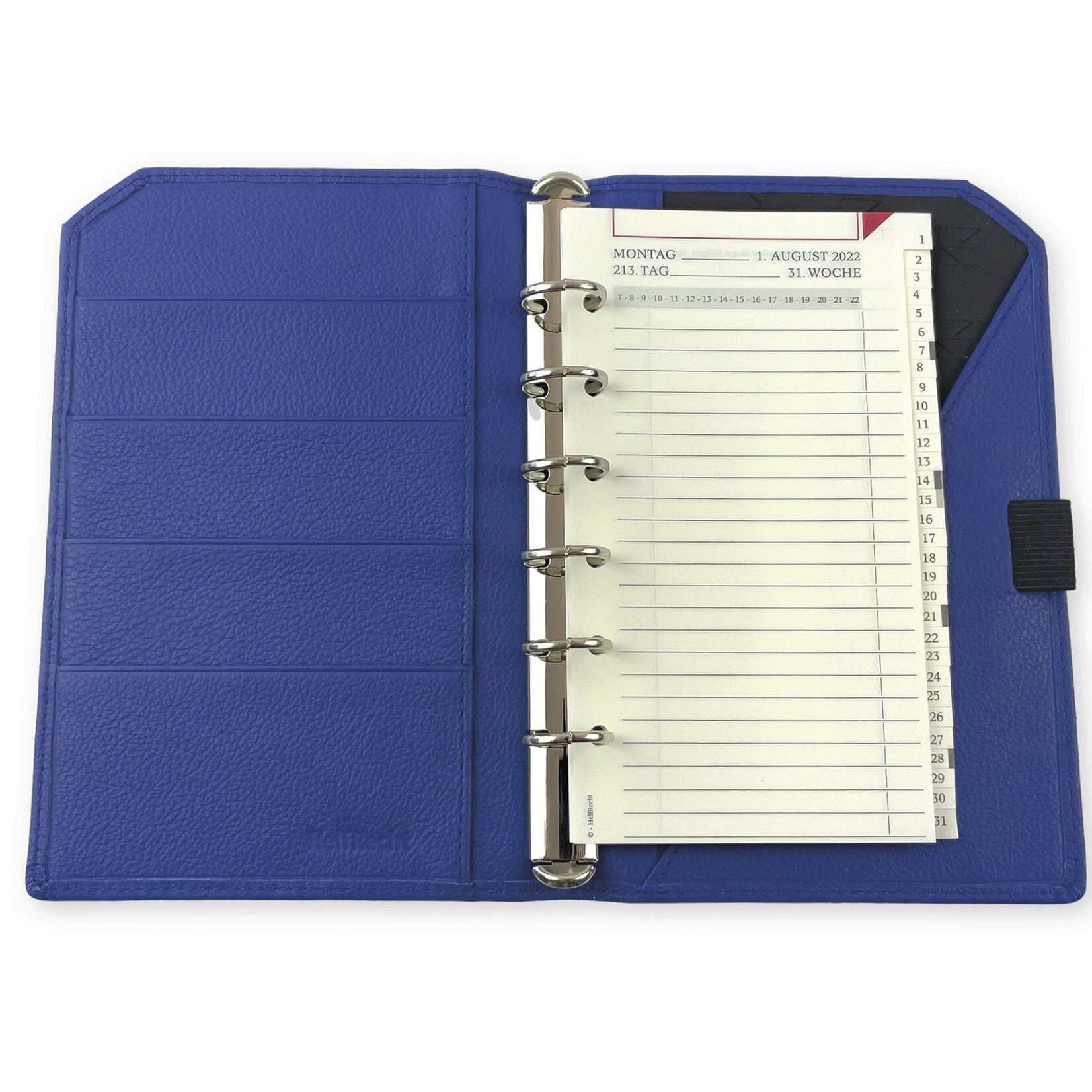 Lederringbuch "Classic", 17-mm-Ringmechanik königsblau: blauer Engel Leder