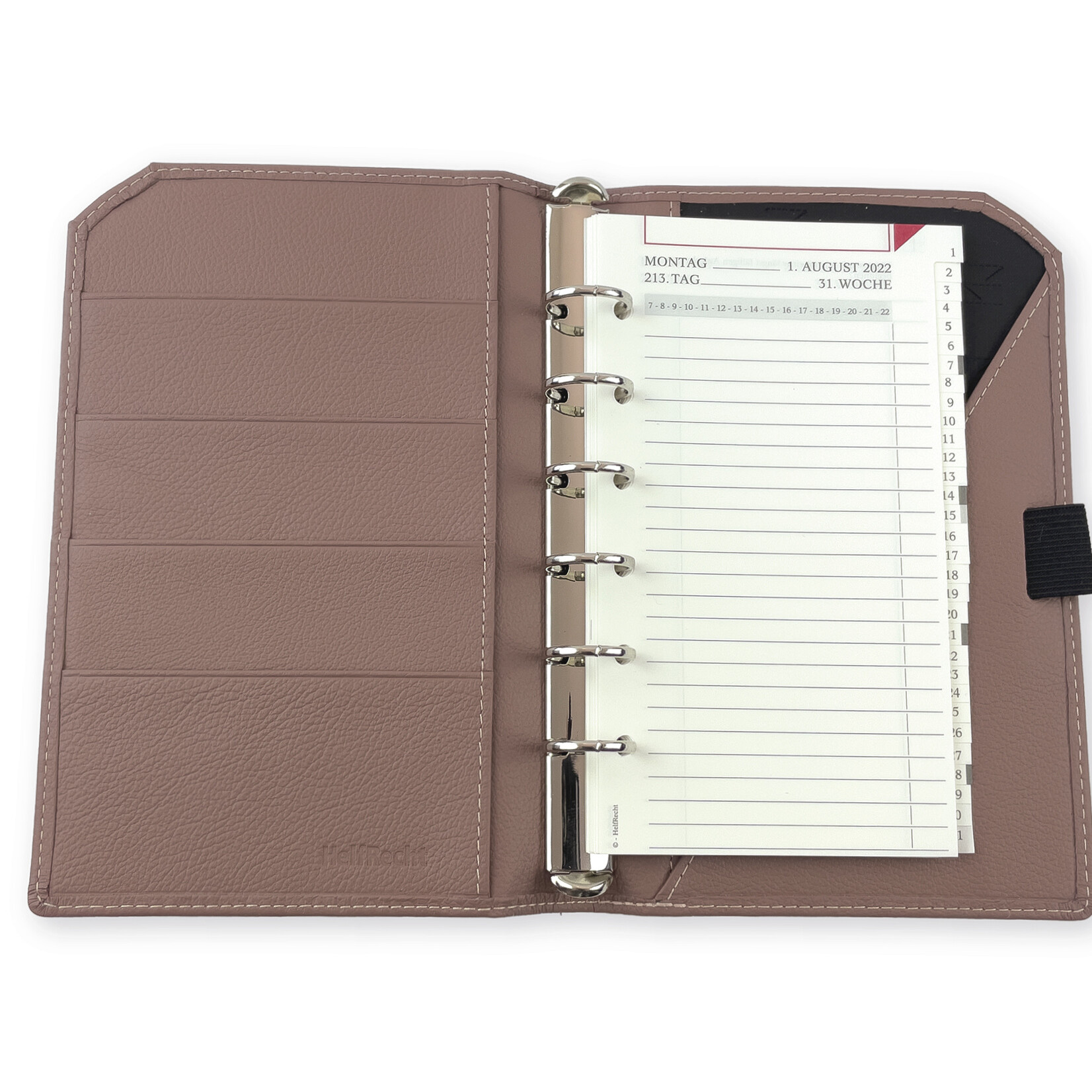 Lederringbuch "Classic", 17-mm-Ringmechanik rosewood: blauer Engel Leder