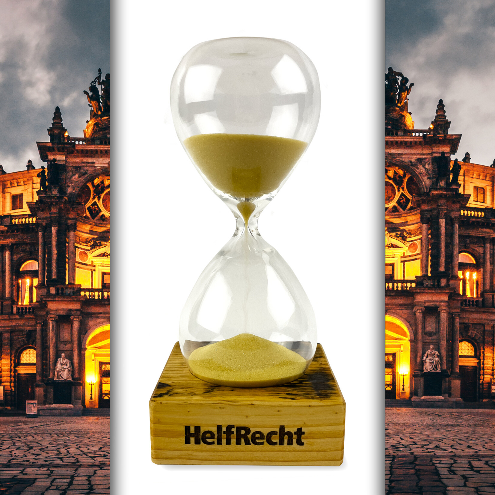 Sanduhr mit Standfuß aus Diele der Dresdner Semperoper