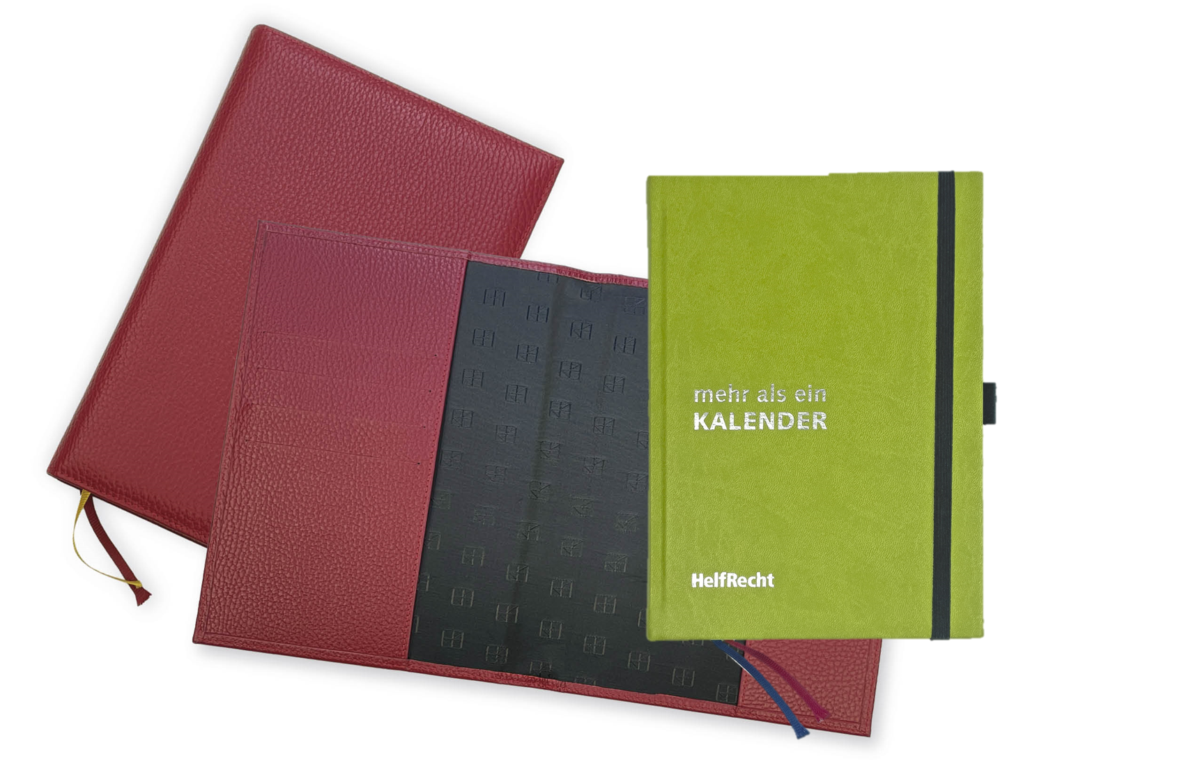 Set MEHR als ein KALENDER 2025 plus Lederhülle Karminrot