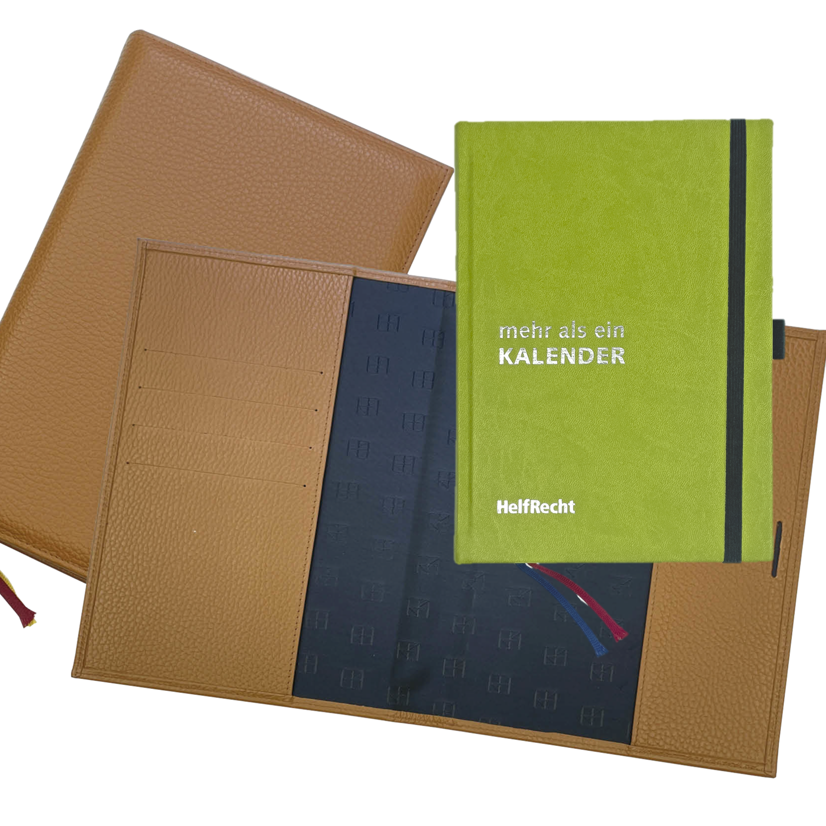 Set MEHR als ein KALENDER 2025 plus Lederhülle Cognac