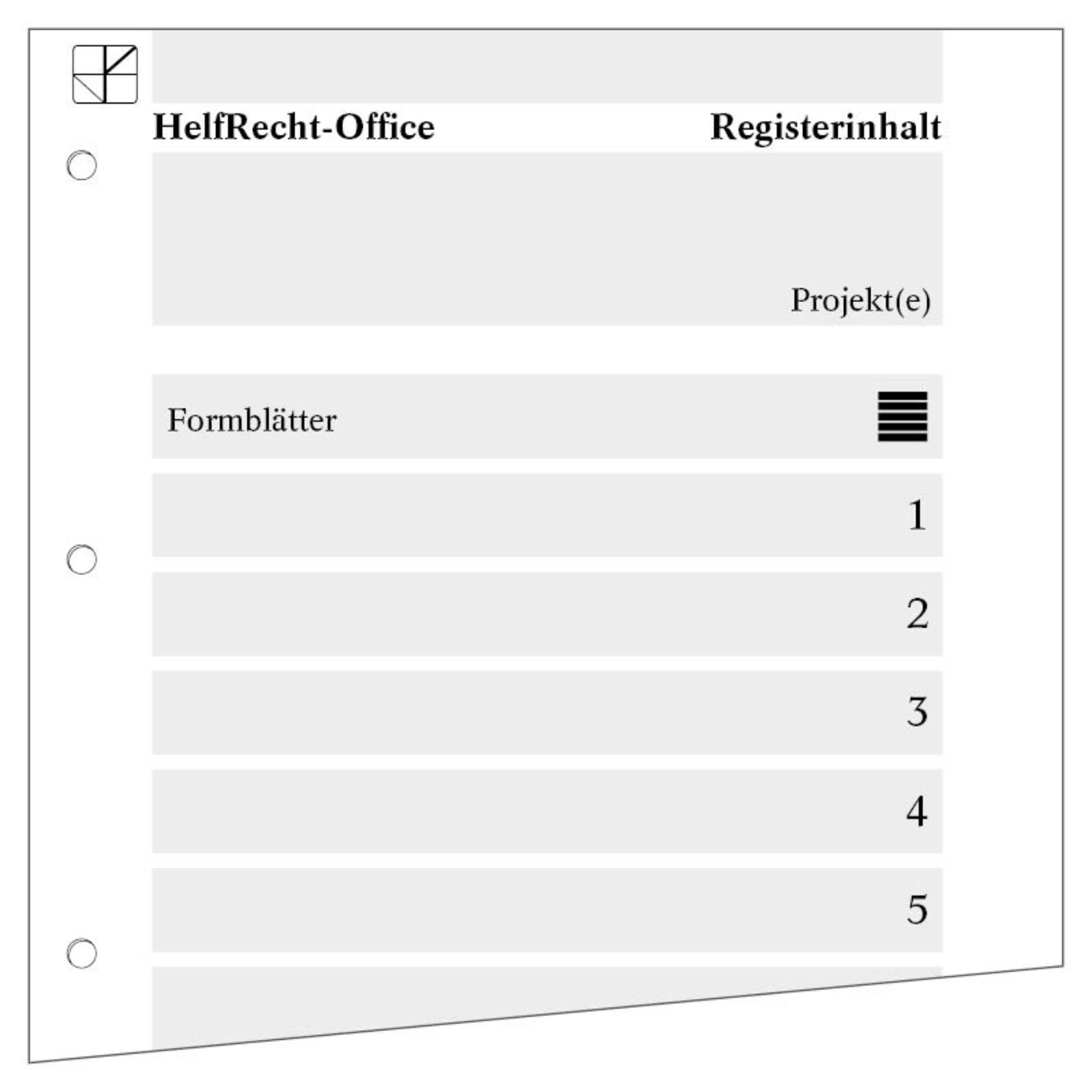Registerinhalt DIN A4