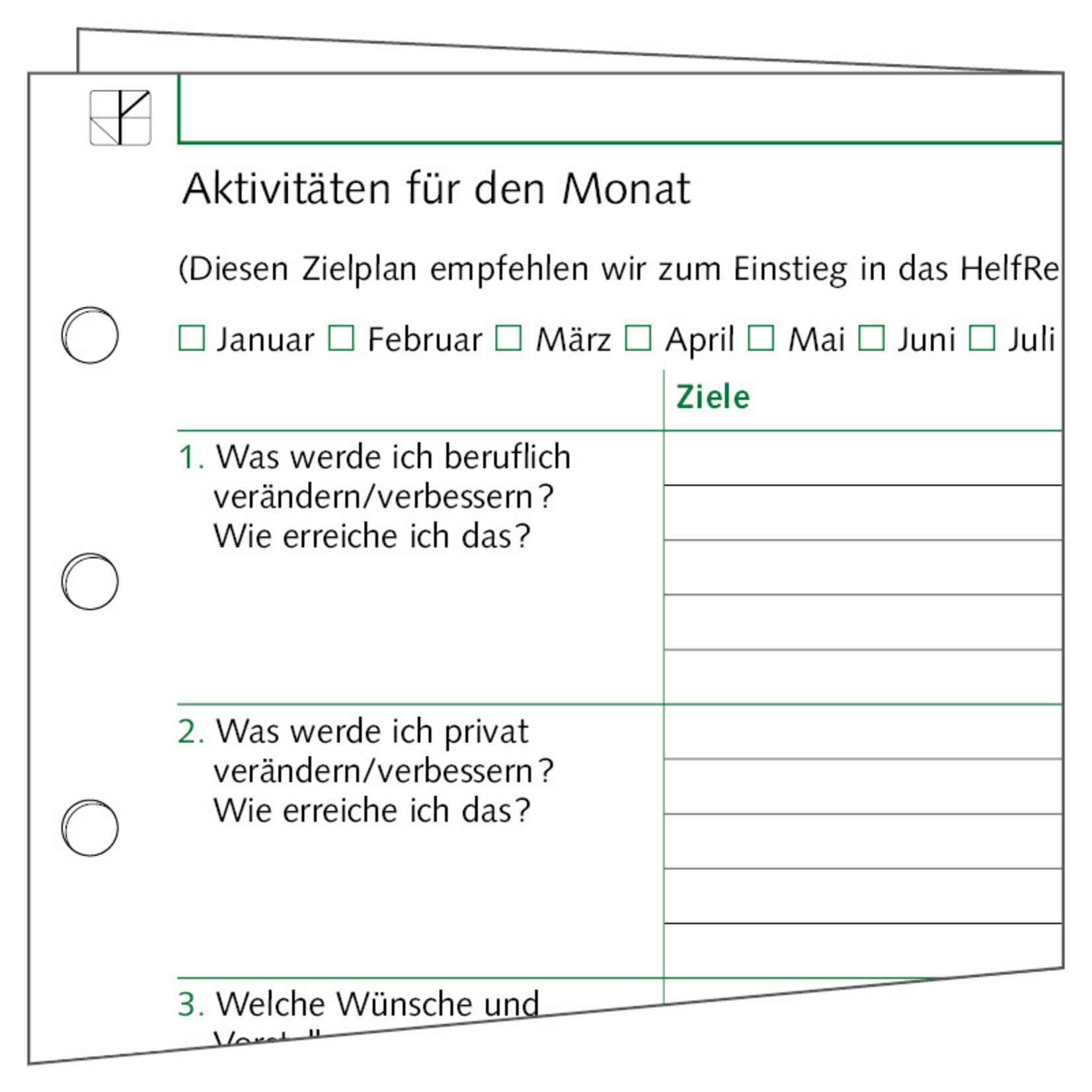 Aktivitäten für den Monat