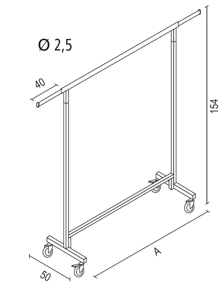 Rollständer stapelbar, H 154 cm, B 130 - 210 cm, T 50 cm